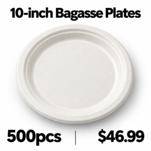 10 inch bagasse plate advertisement