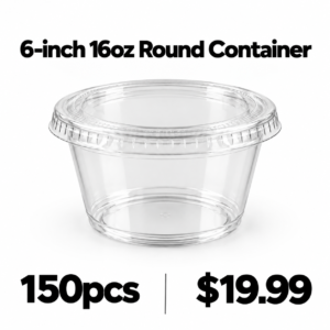 6 inch 16oz clear container 150pcs $19.99