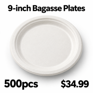 9 inch bagasse plate product card