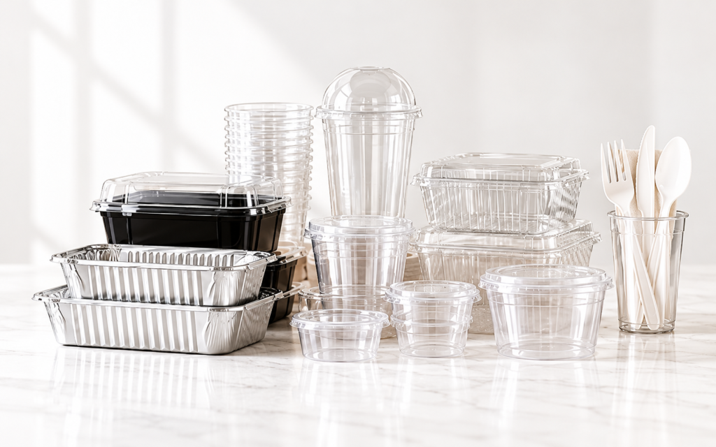 clear packaging collection on marble surface