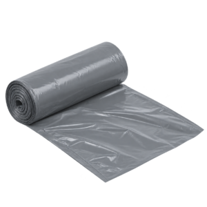 gray trash bag roll with unrolled sheet