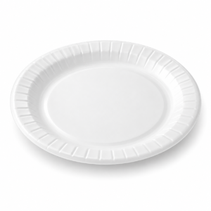 white ridged disposable plate